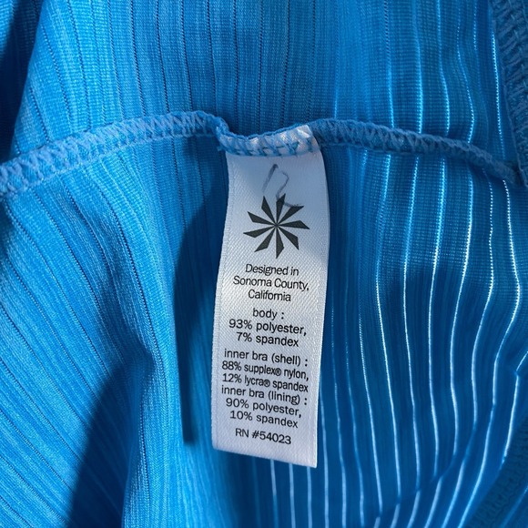 Athleta Shadow Stripe Energize Tank Top Flash Blue Navy Womens Sz L Gym Athletic - Picture 4 of 4